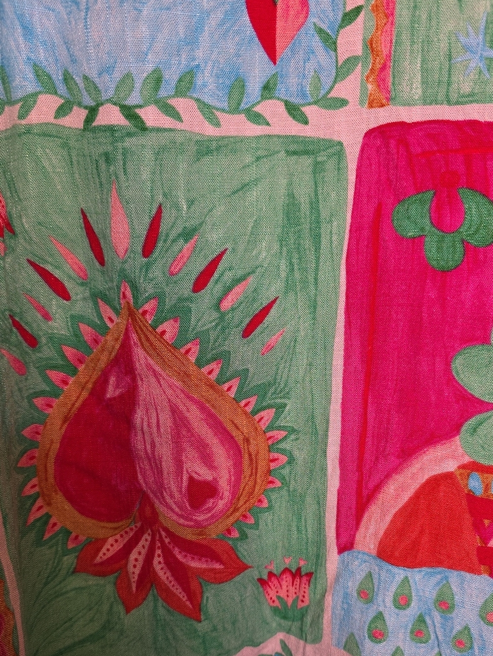 Paper Heart Vibrant Patchwork Print Daisy Island Sleeveless Dress Linen PocketXS - Picture 2 of 7
